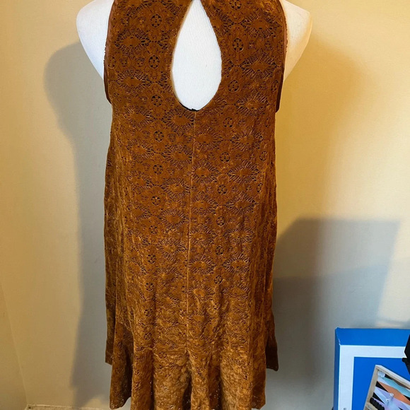 Anthropologie Maeve Amis Dress in Orange Lace Drop Waist Ruffle Hem Size 8 - Picture 3 of 4